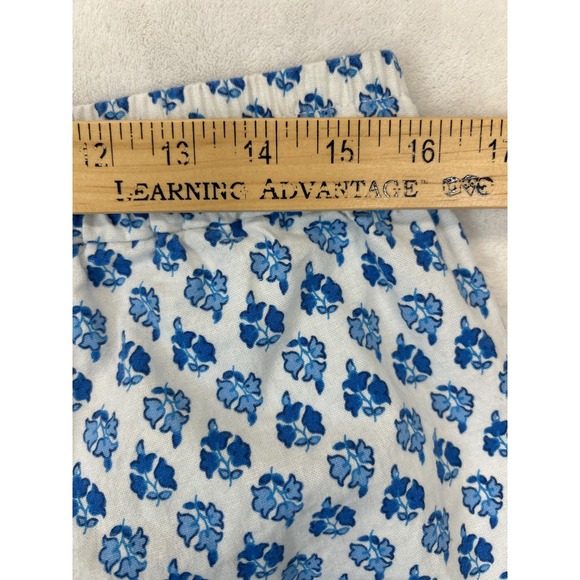 J.Crew Pants Womens 10 Blue Floral Linen Cotton Pull On Crop Coastal Beach - Picture 6 of 9